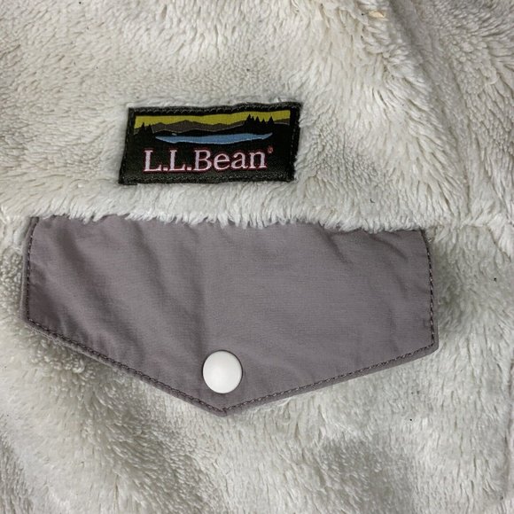 LL Bean Women’s Deep Pile Fleece Pullover Sweatshirt Jacket 1/4 T Snap Cream PS - Picture 3 of 12